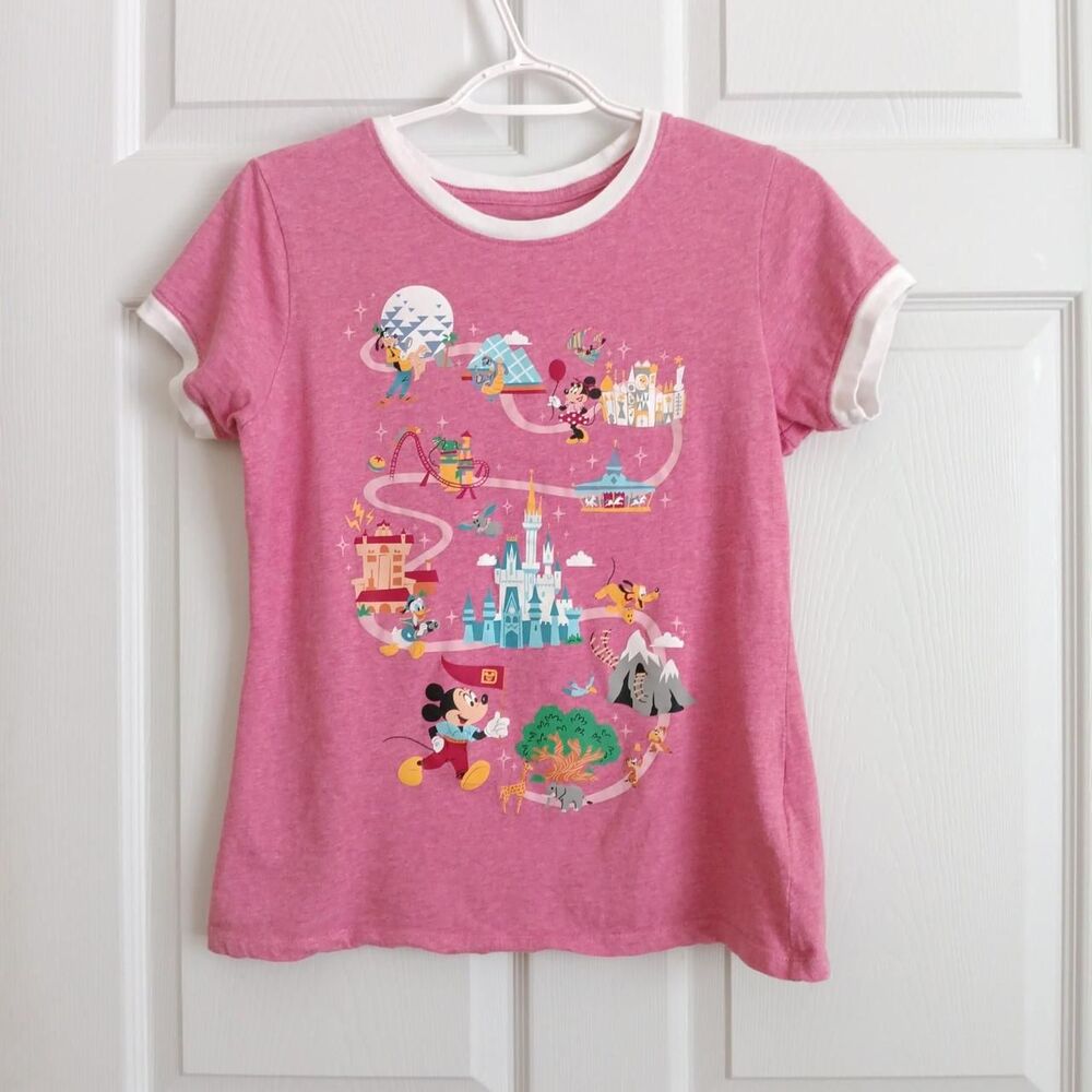 Official Disney Parks pink heathered ringer tee Small
